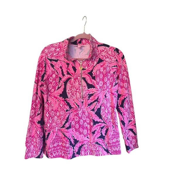 Lilly Pulitzer Pink and Blue Half Zip Size Small (S) - Picture 1 of 7